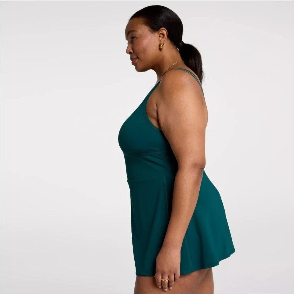 Calia Women's Sea Green Strappy Back Swim Dress  Size XXL New